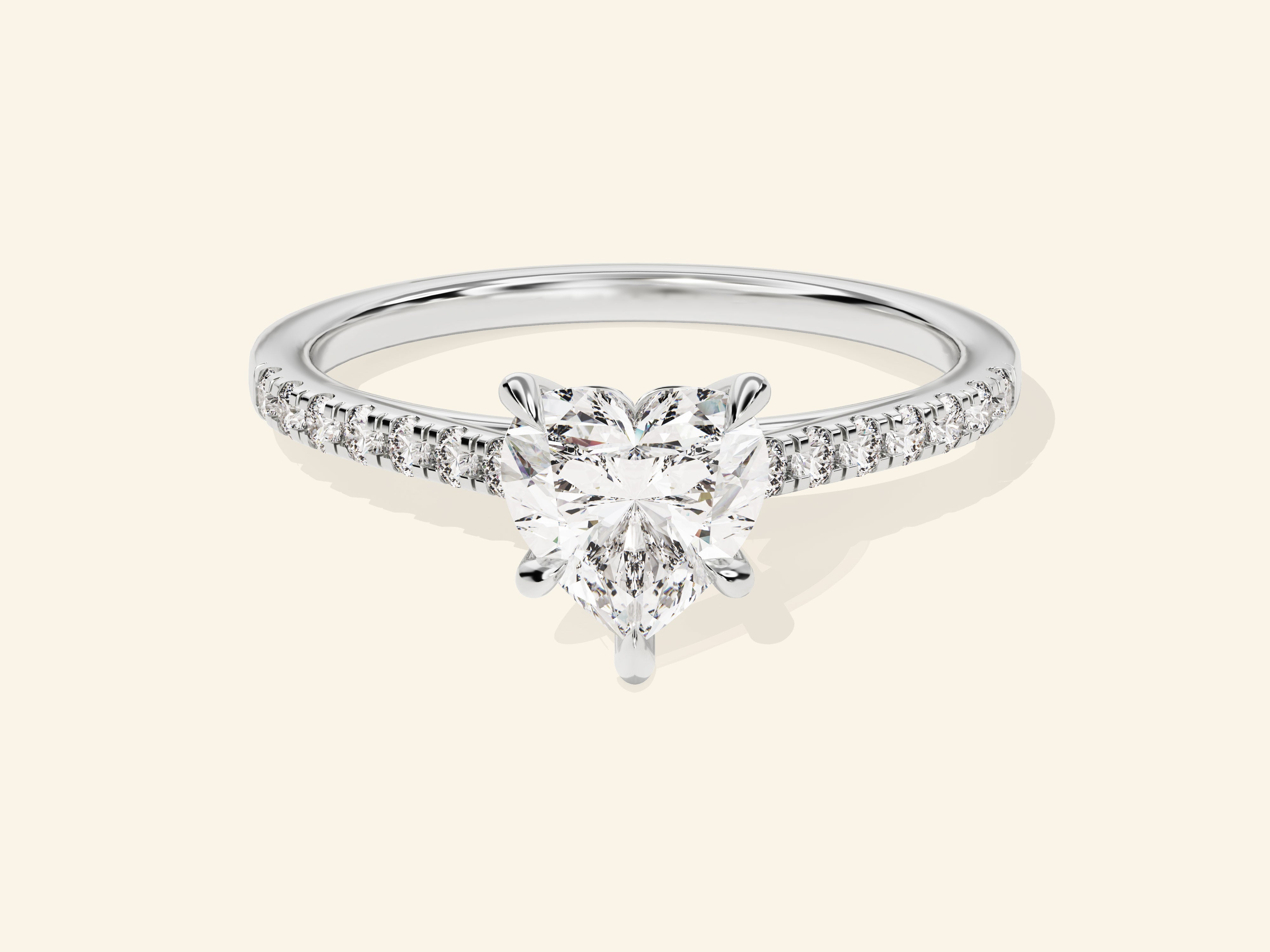 Heart Cut Engagement Ring with Pave Set Side Stones
