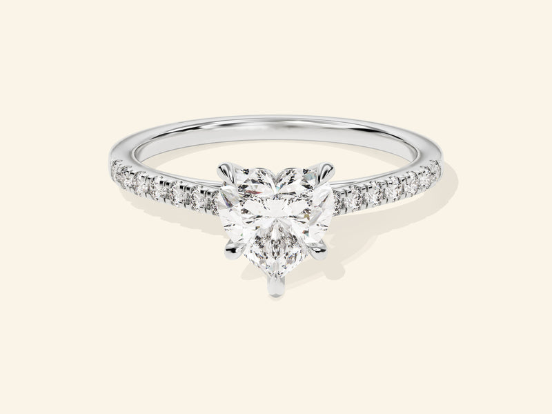 Heart Cut Engagement Ring with Pave Set Side Stones