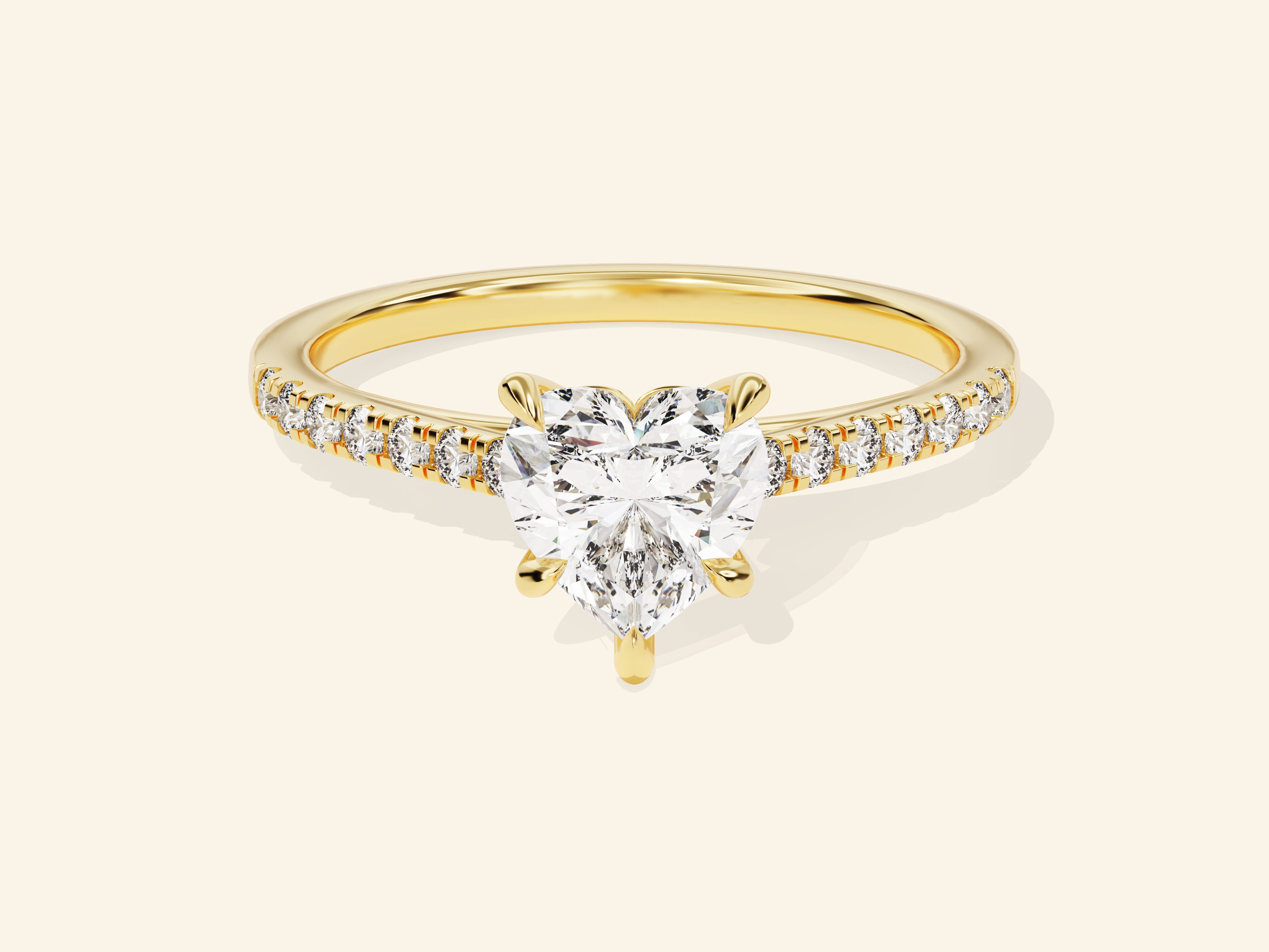 Heart Cut Engagement Ring with Pave Set Side Stones