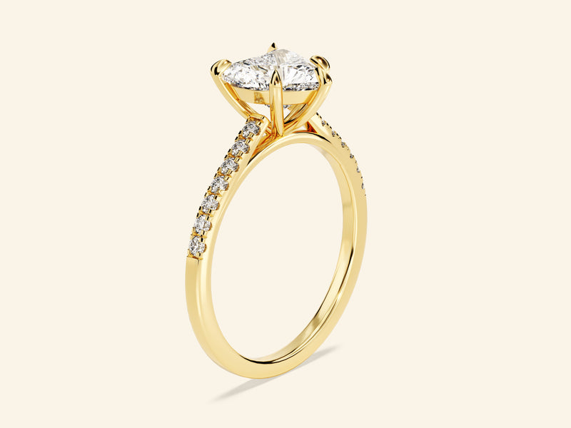 Heart Cut Engagement Ring with Pave Set Side Stones