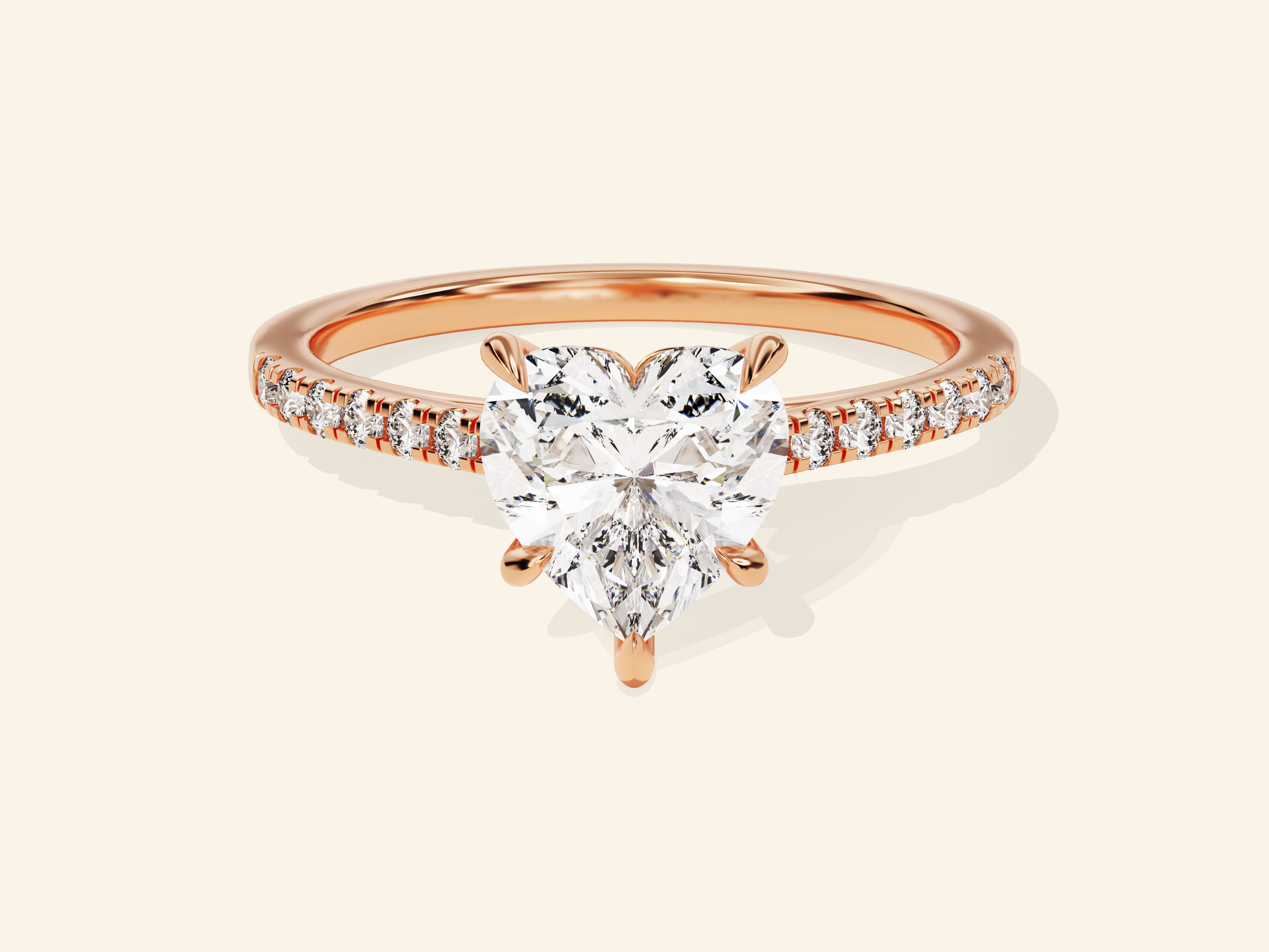 Heart Cut Engagement Ring with Pave Set Side Stones