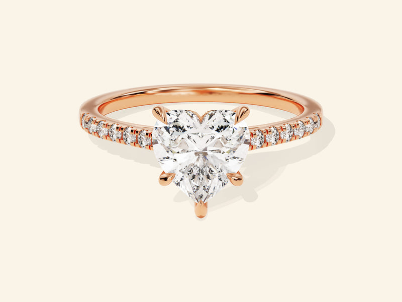 Heart Cut Engagement Ring with Pave Set Side Stones