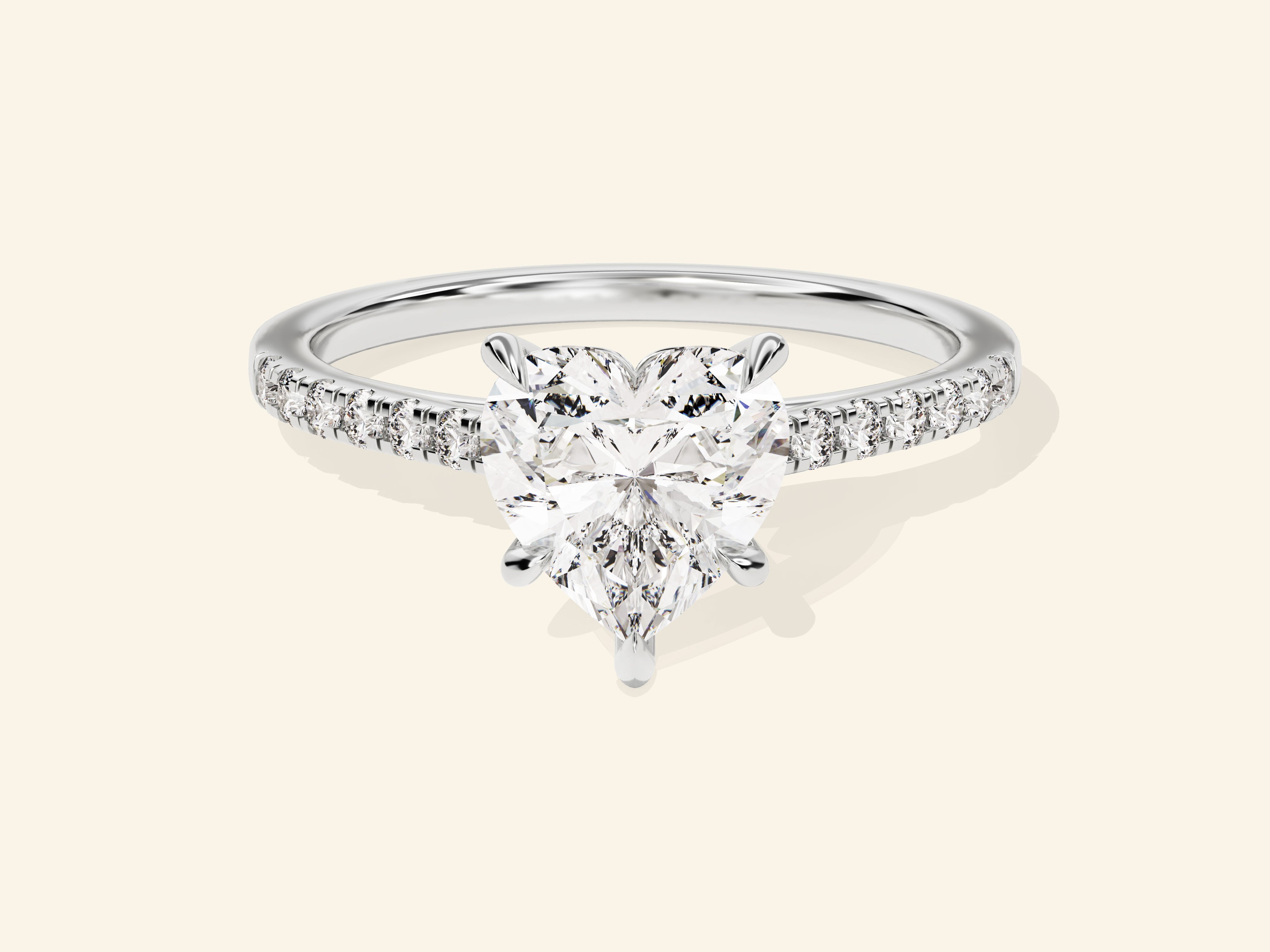 Heart Cut Engagement Ring with Pave Set Side Stones