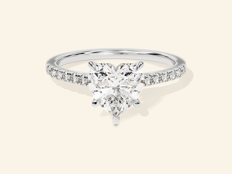 Heart Cut Engagement Ring with Pave Set Side Stones