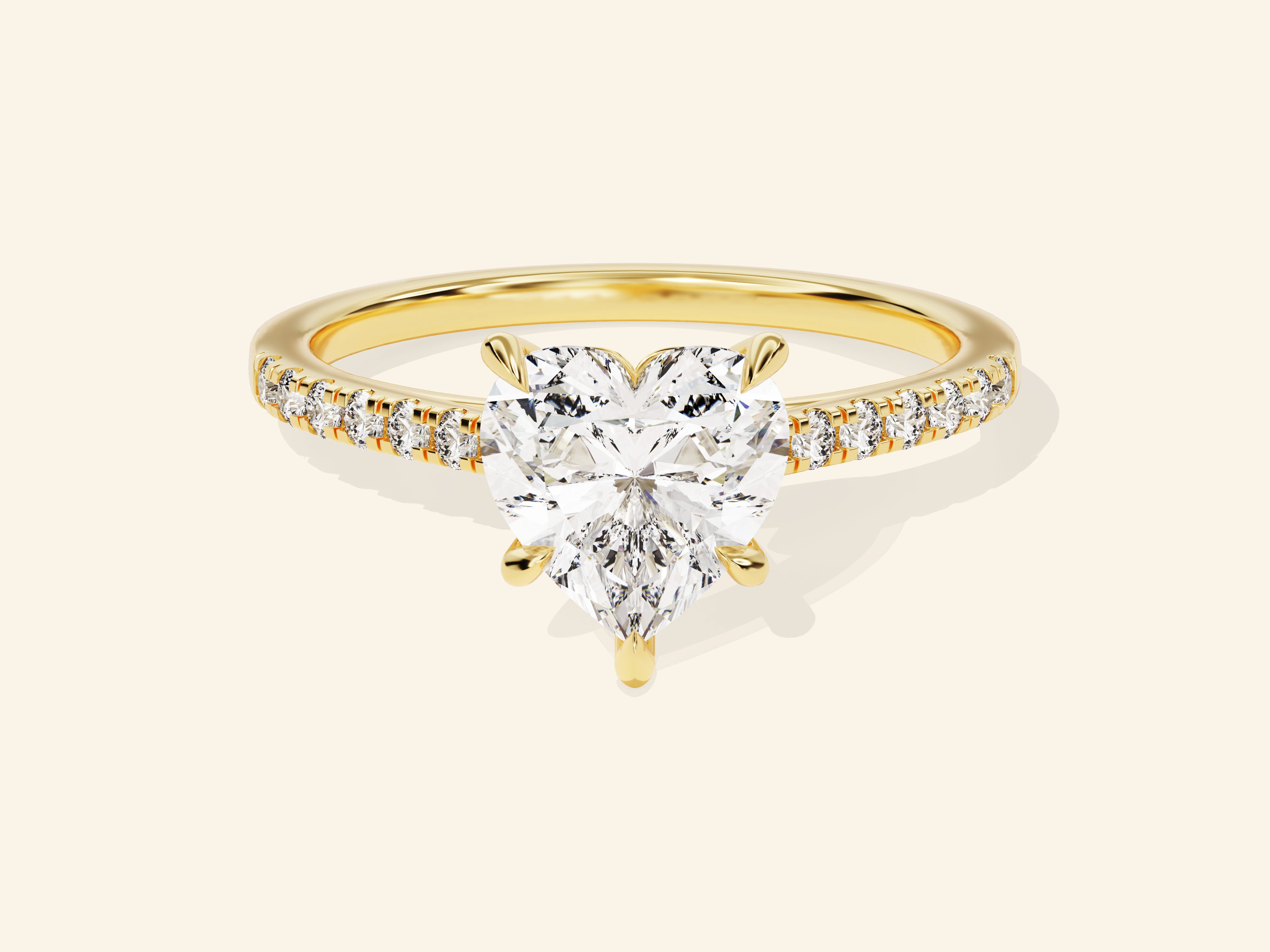 Heart Cut Engagement Ring with Pave Set Side Stones