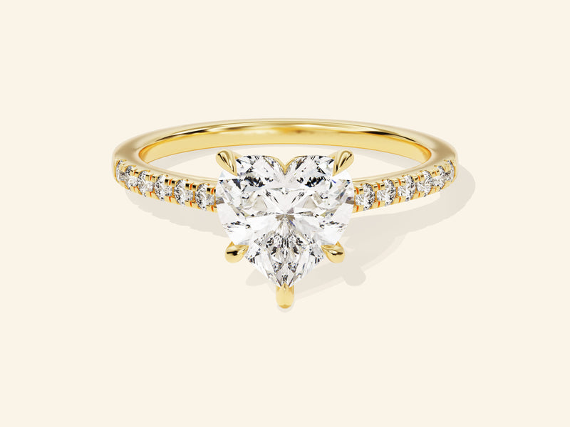 Heart Cut Engagement Ring with Pave Set Side Stones