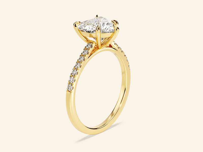 Heart Cut Engagement Ring with Pave Set Side Stones