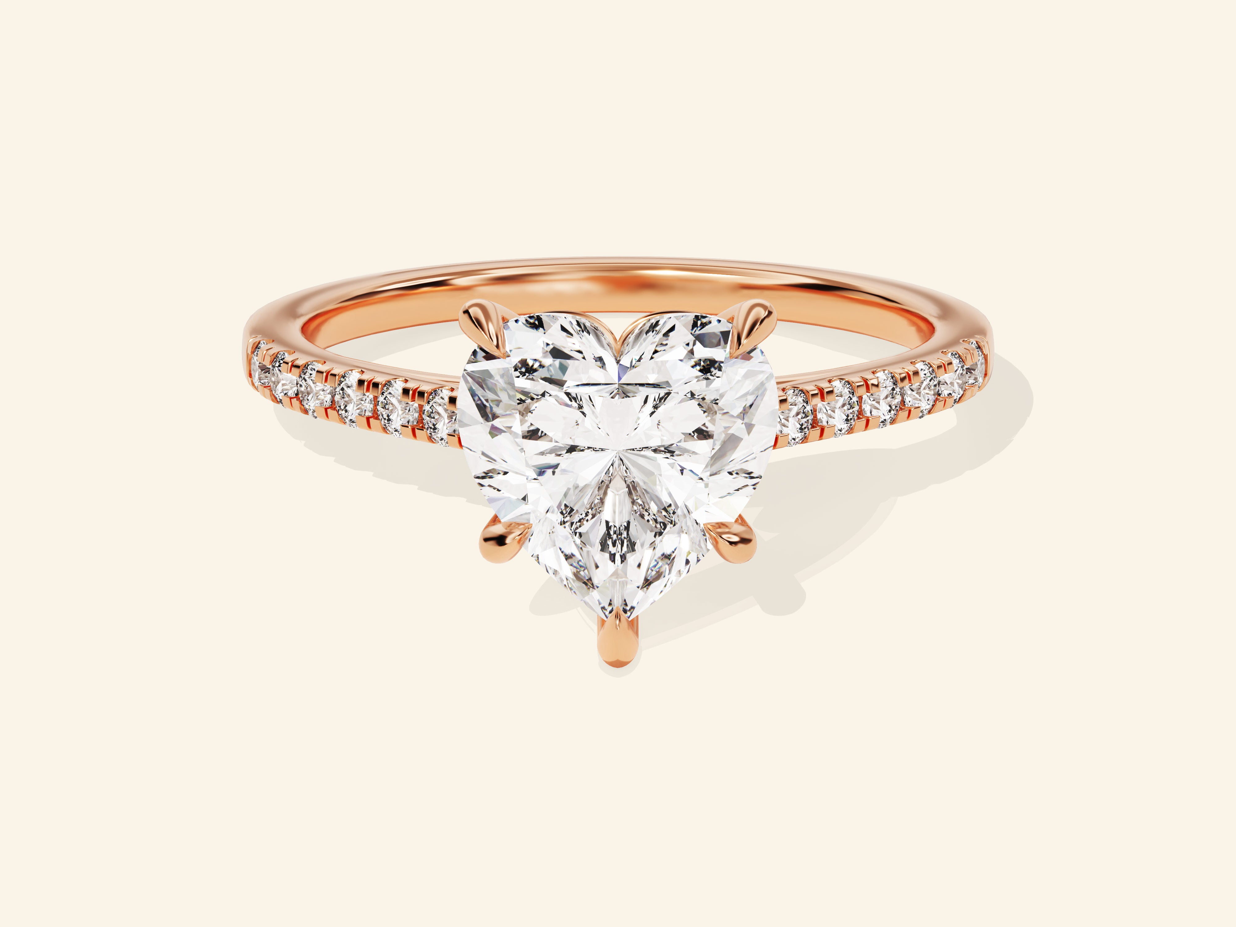 Heart Cut Engagement Ring with Pave Set Side Stones