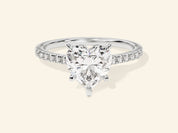 Heart Cut Engagement Ring with Pave Set Side Stones