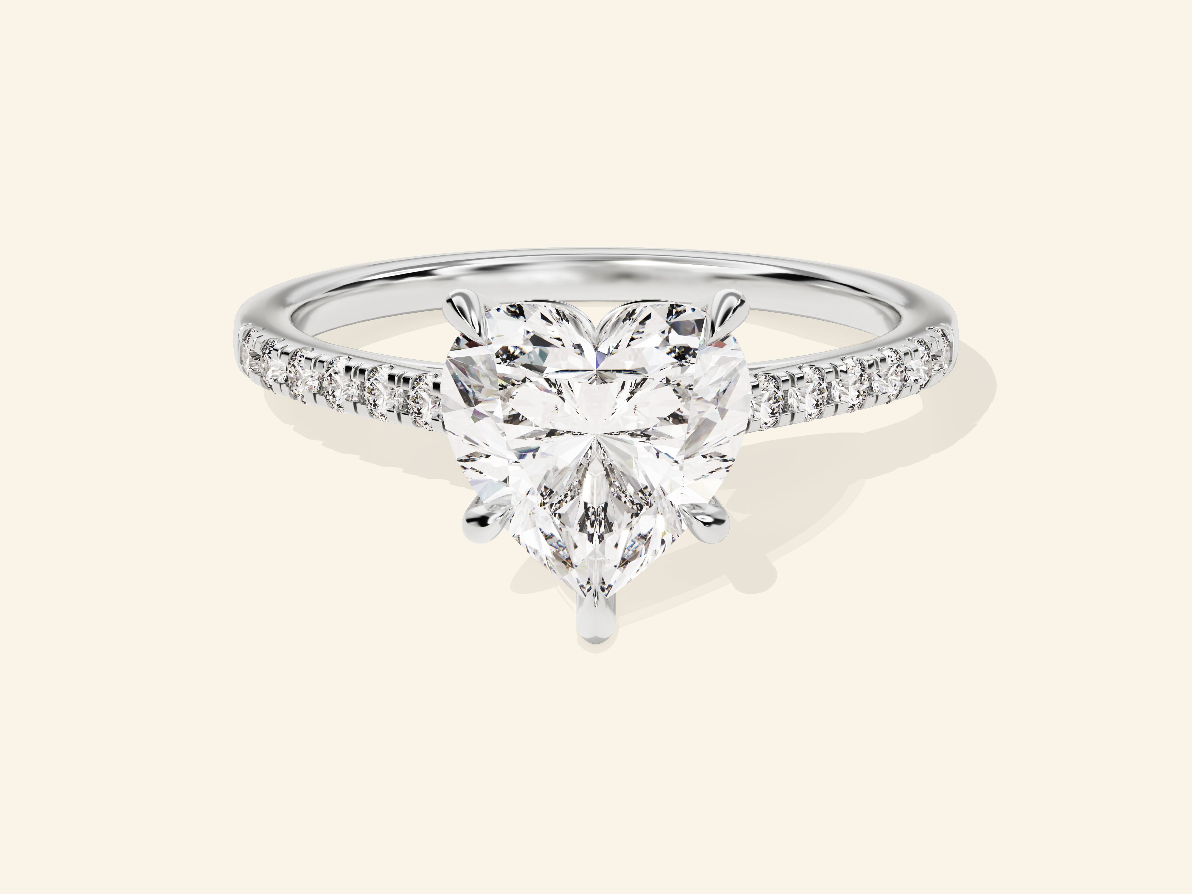 Heart Cut Engagement Ring with Pave Set Side Stones
