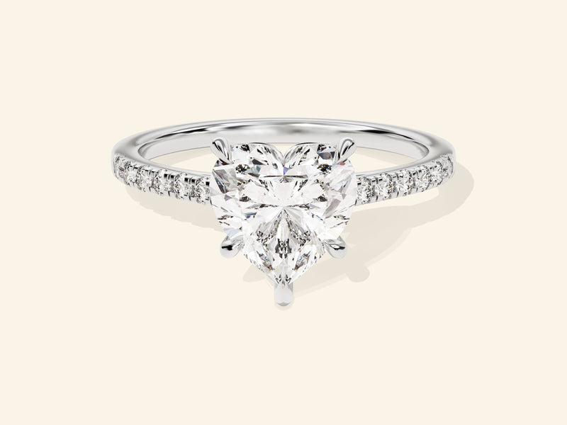 Heart Cut Engagement Ring with Pave Set Side Stones