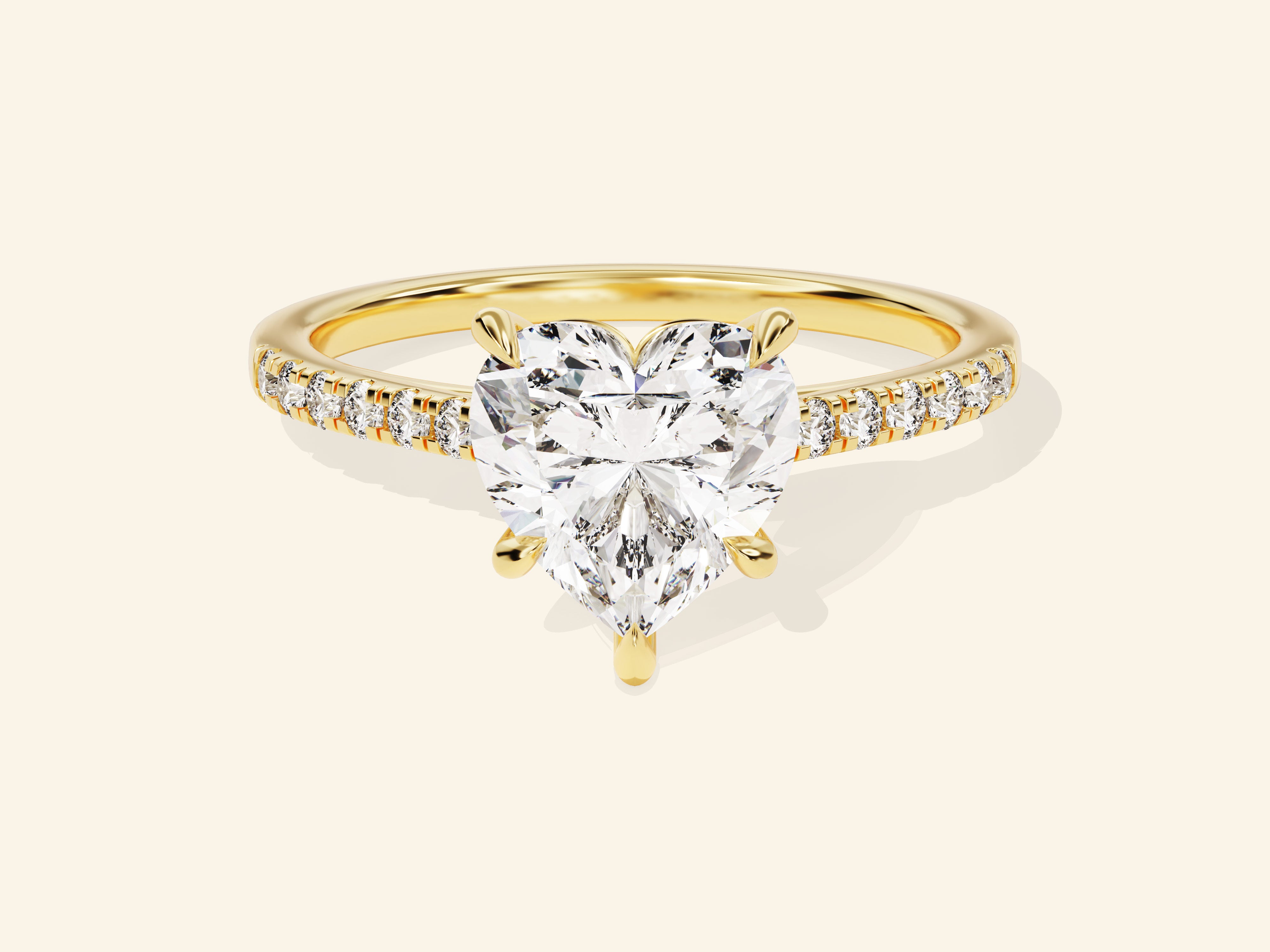 Heart Cut Engagement Ring with Pave Set Side Stones