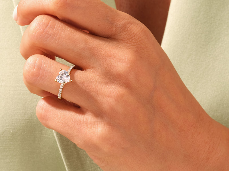 Heart Cut Engagement Ring with Pave Set Side Stones