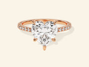 Heart Cut Engagement Ring with Pave Set Side Stones