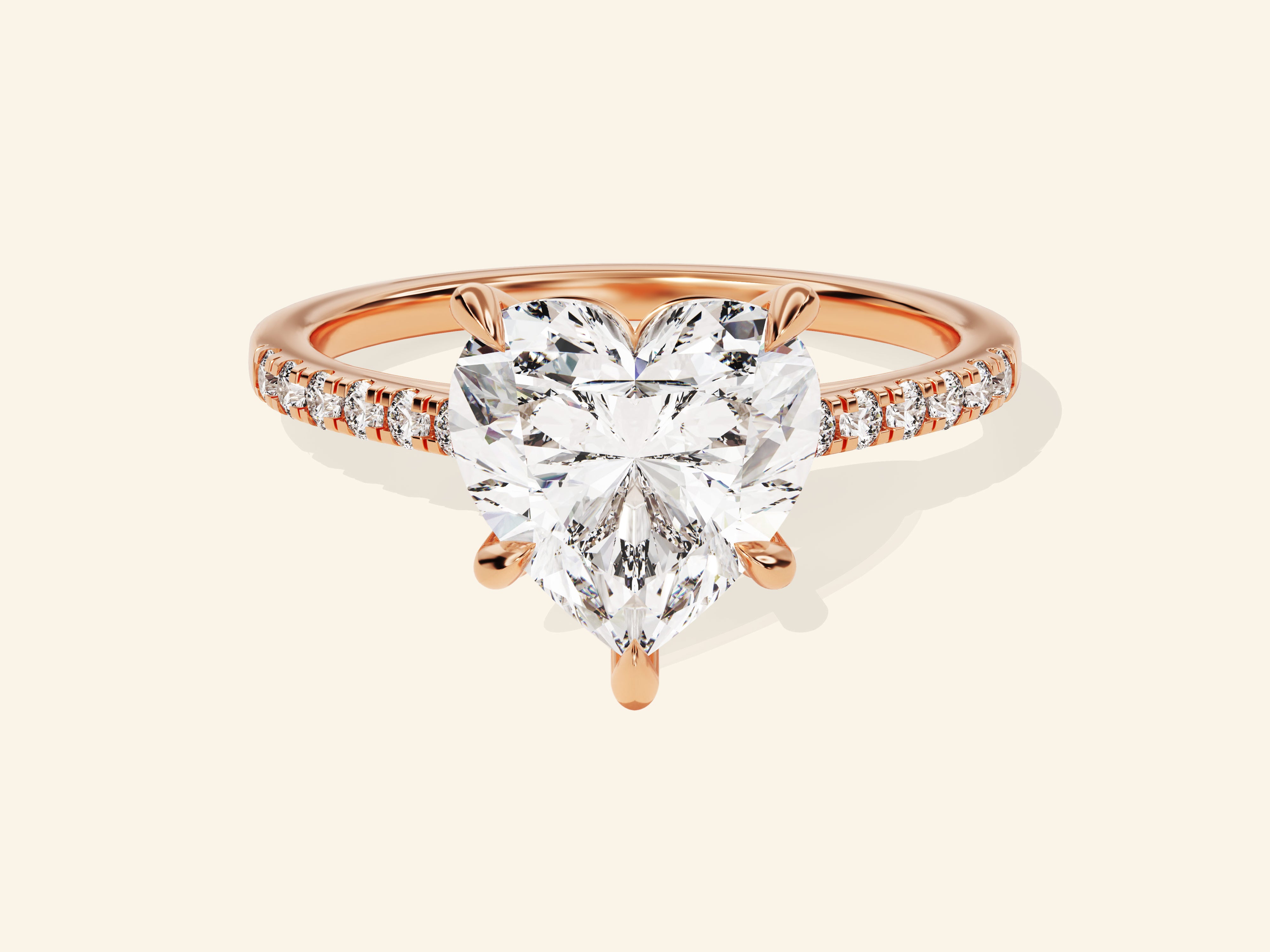 Heart Cut Engagement Ring with Pave Set Side Stones