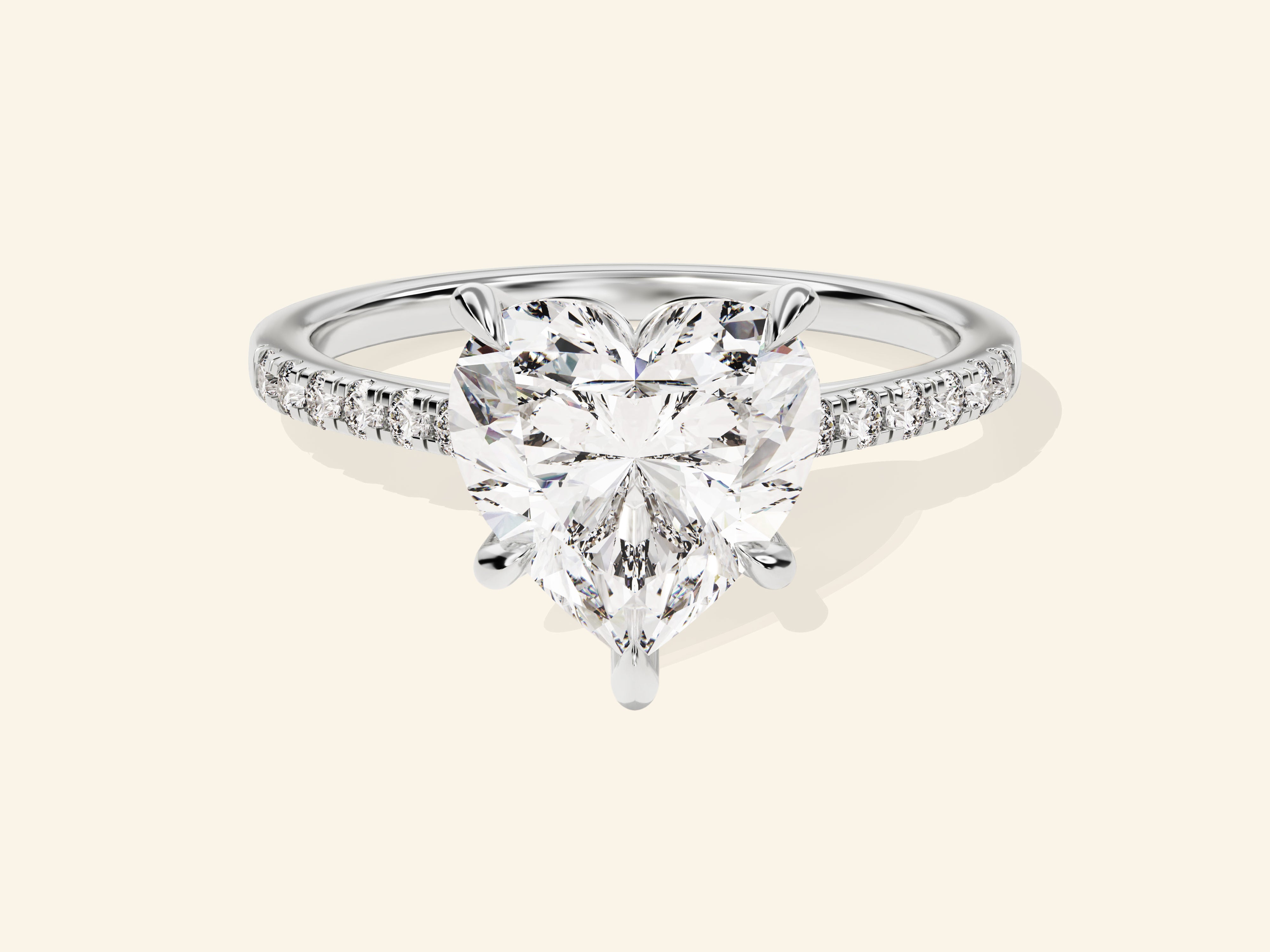 Heart Cut Engagement Ring with Pave Set Side Stones