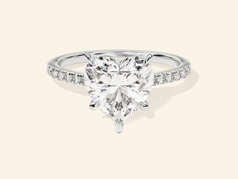 Heart Cut Engagement Ring with Pave Set Side Stones