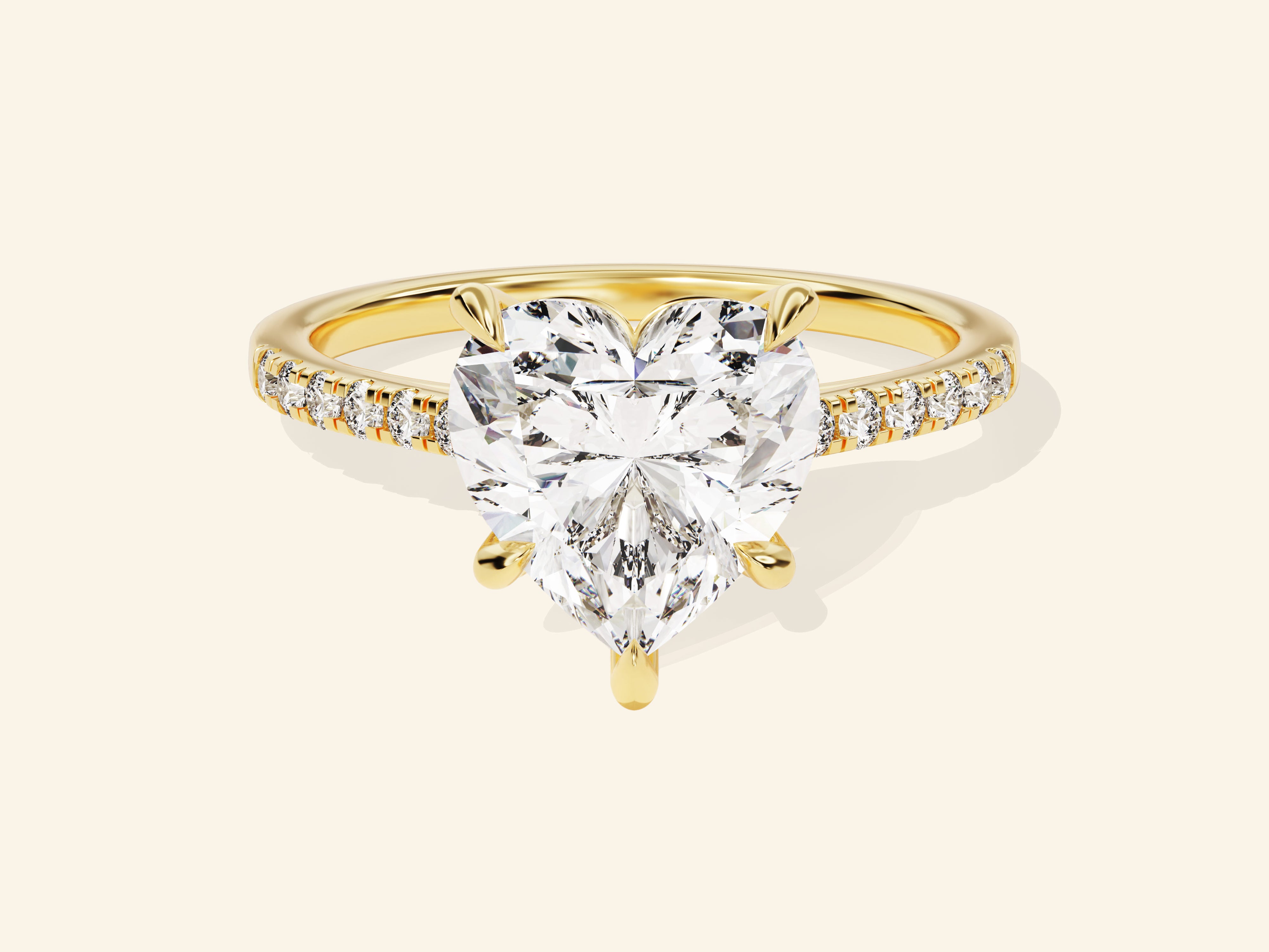 Heart Cut Engagement Ring with Pave Set Side Stones