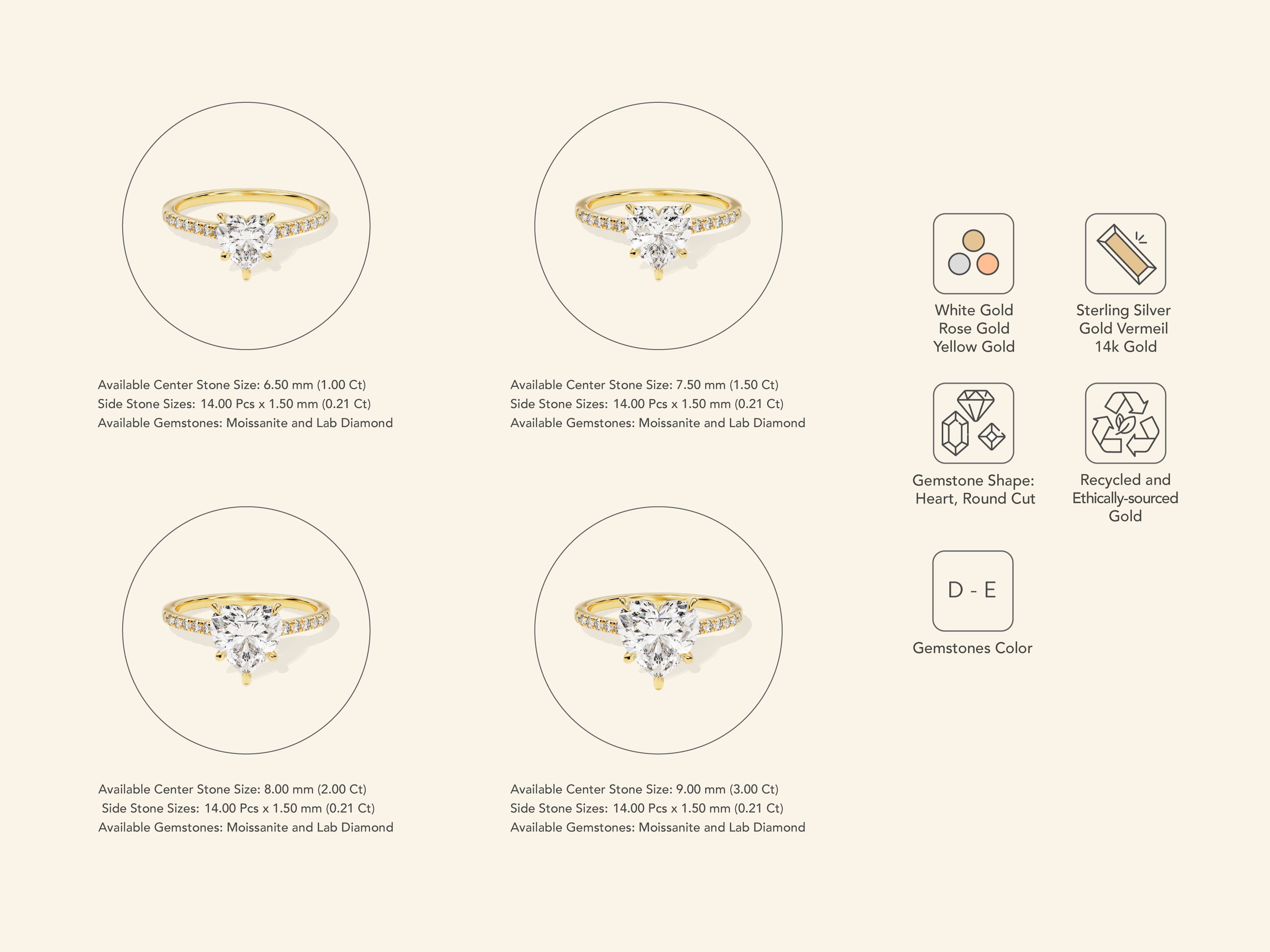 Heart Cut Engagement Ring with Pave Set Side Stones