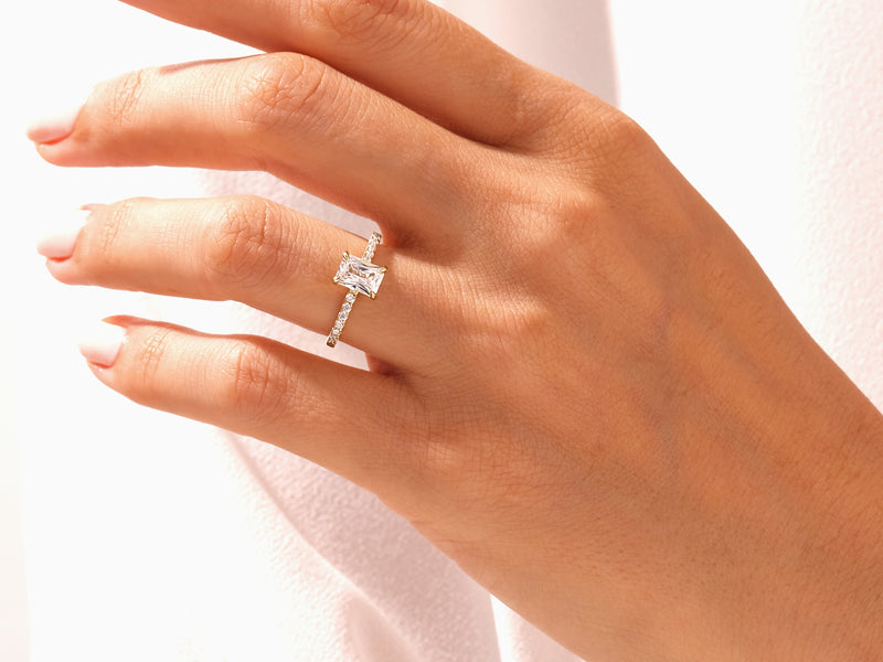 Radiant Cut Engagement Ring with Pave Set Side Stones