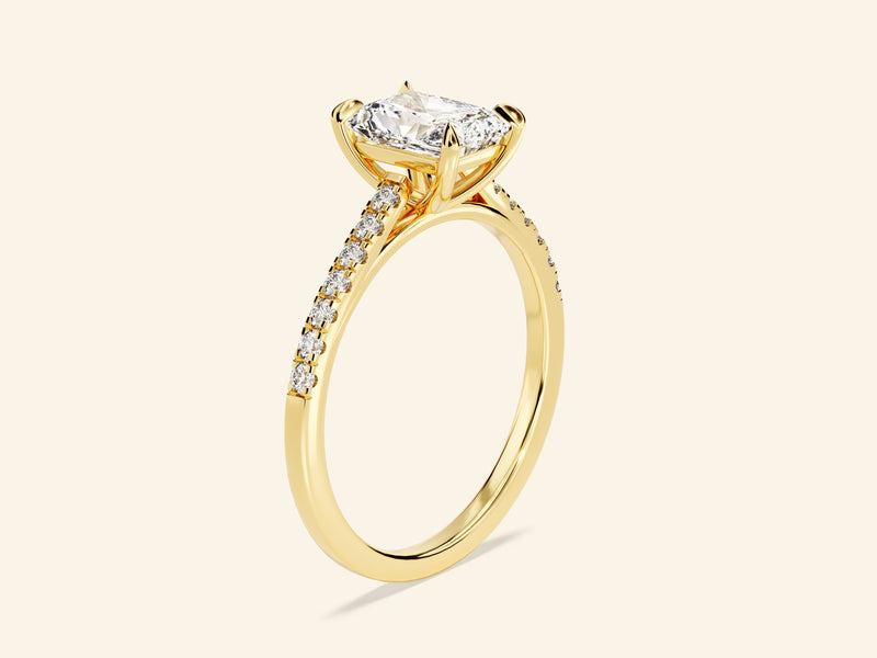 Radiant Cut Engagement Ring with Pave Set Side Stones