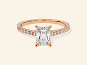 Radiant Cut Engagement Ring with Pave Set Side Stones