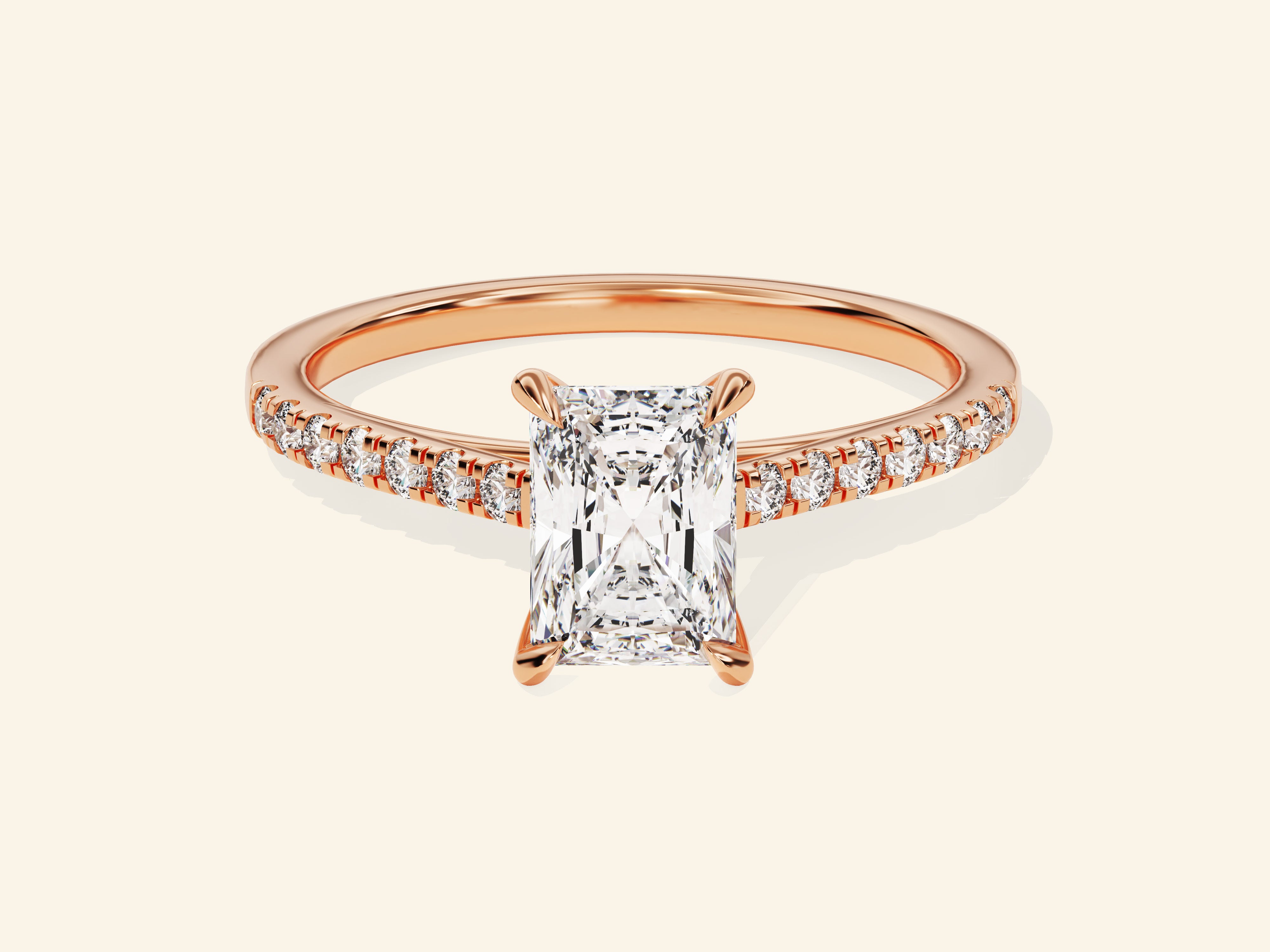 Radiant Cut Engagement Ring with Pave Set Side Stones