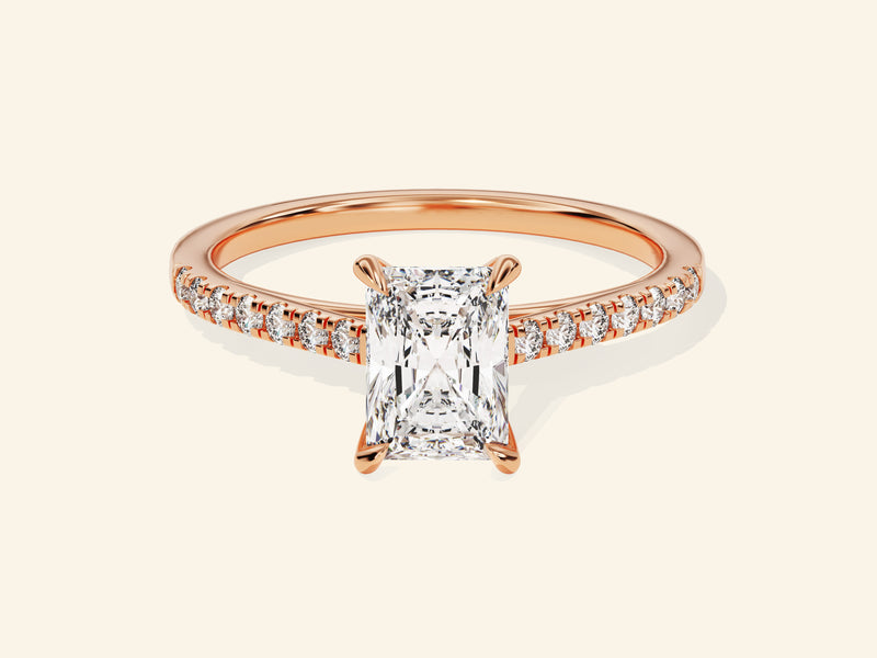 Radiant Cut Engagement Ring with Pave Set Side Stones