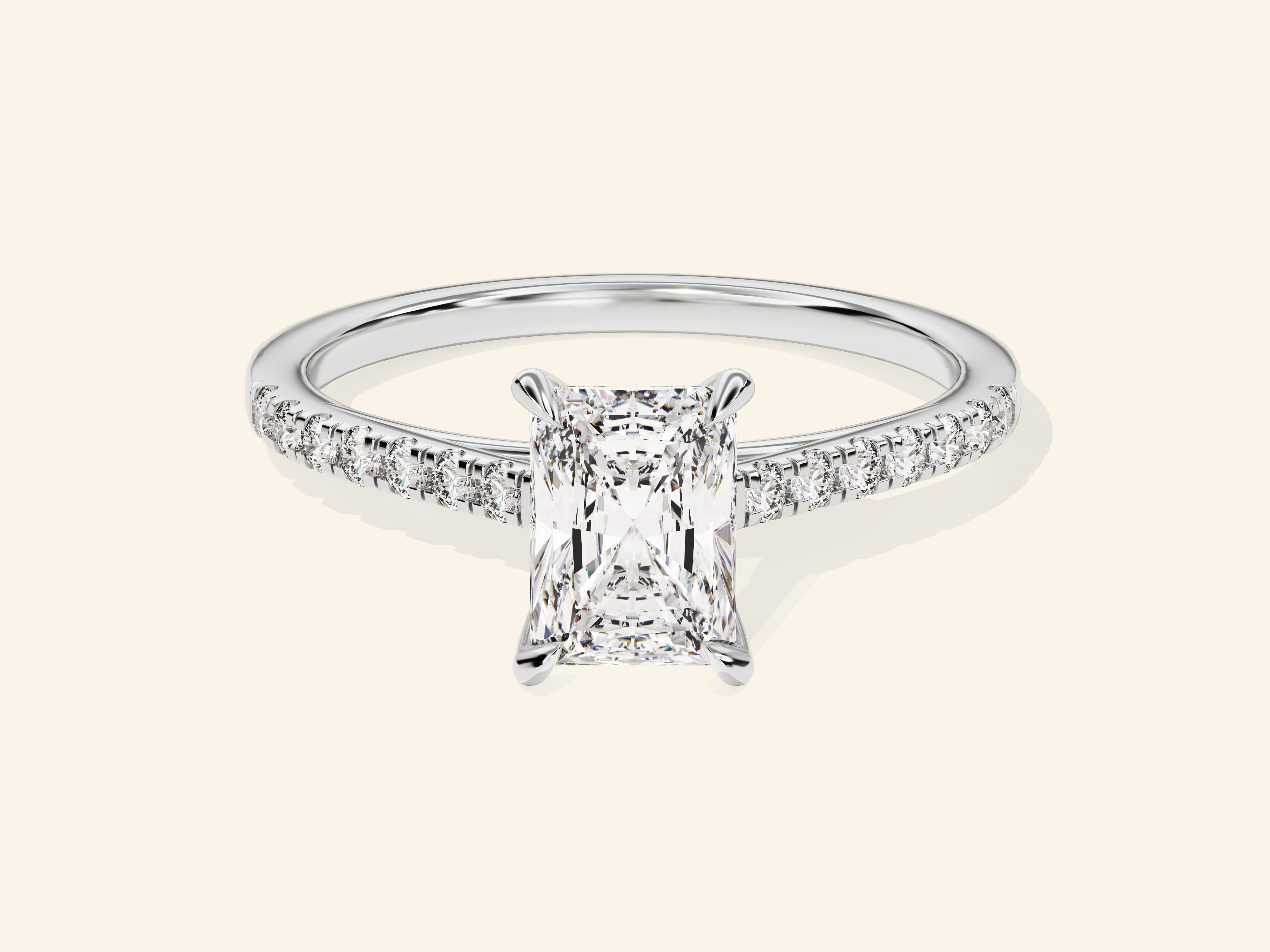 Radiant Cut Engagement Ring with Pave Set Side Stones