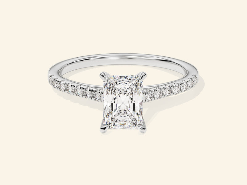 Radiant Cut Engagement Ring with Pave Set Side Stones