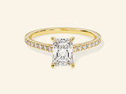 Radiant Cut Engagement Ring with Pave Set Side Stones