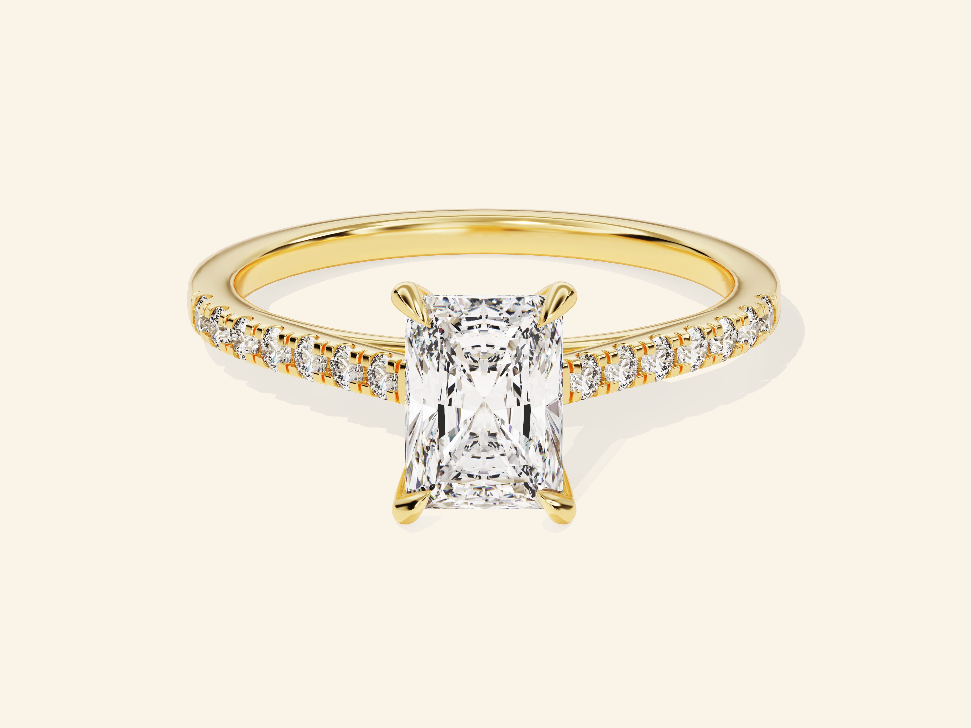 Radiant Cut Engagement Ring with Pave Set Side Stones