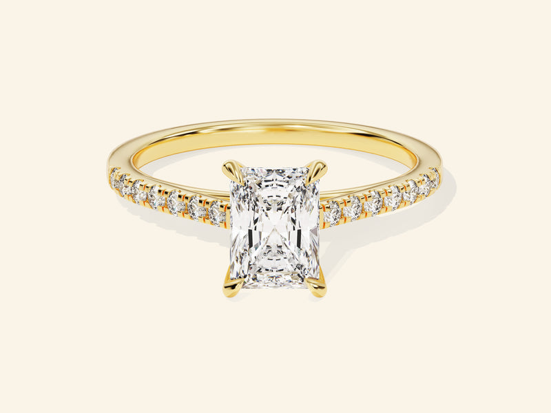 Radiant Cut Engagement Ring with Pave Set Side Stones