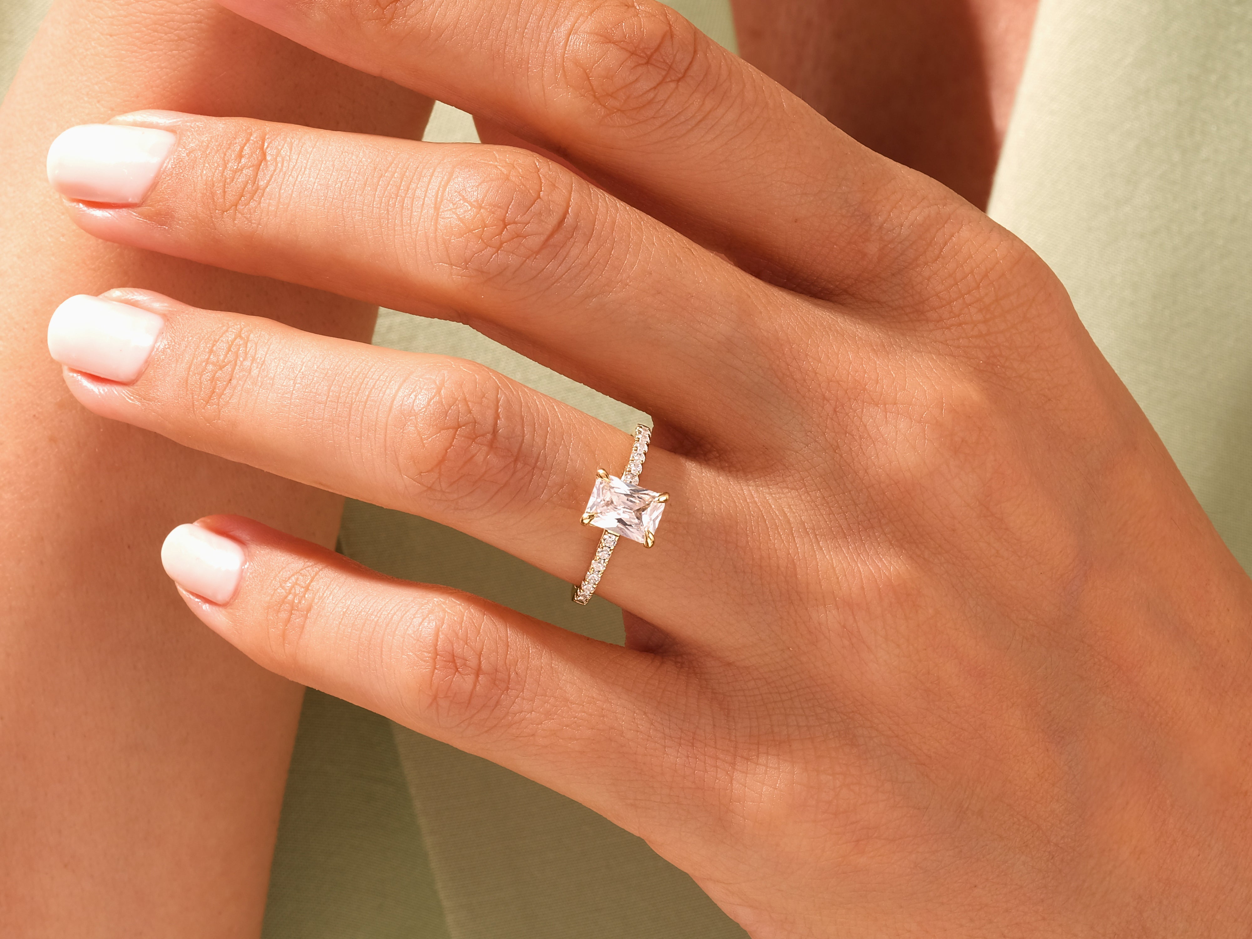 Radiant Cut Engagement Ring with Pave Set Side Stones