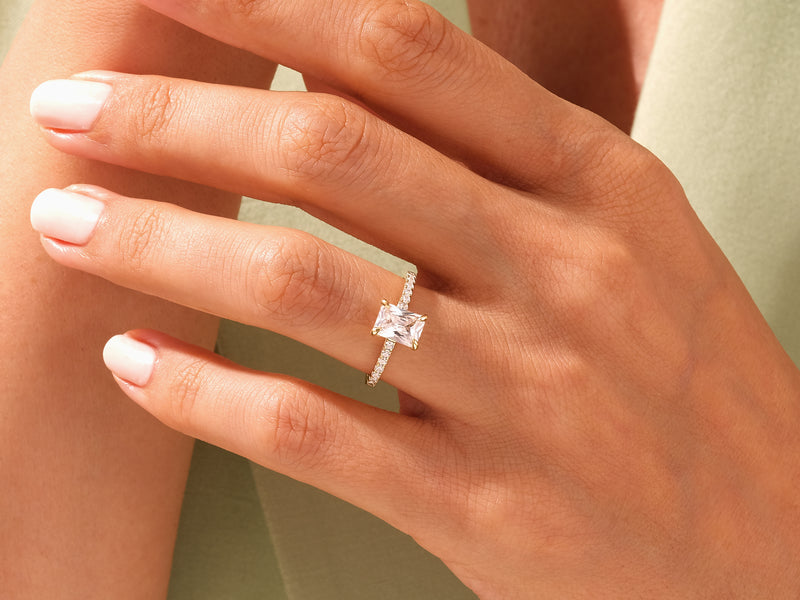 Radiant Cut Engagement Ring with Pave Set Side Stones