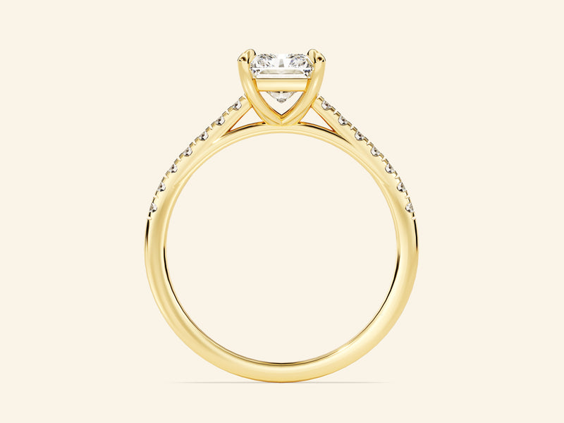 Radiant Cut Engagement Ring with Pave Set Side Stones