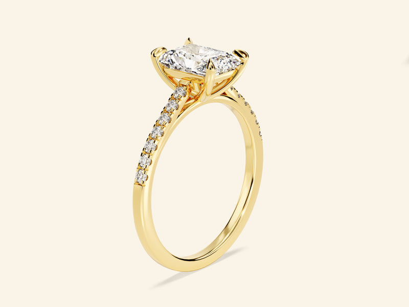 Radiant Cut Engagement Ring with Pave Set Side Stones