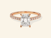 Radiant Cut Engagement Ring with Pave Set Side Stones