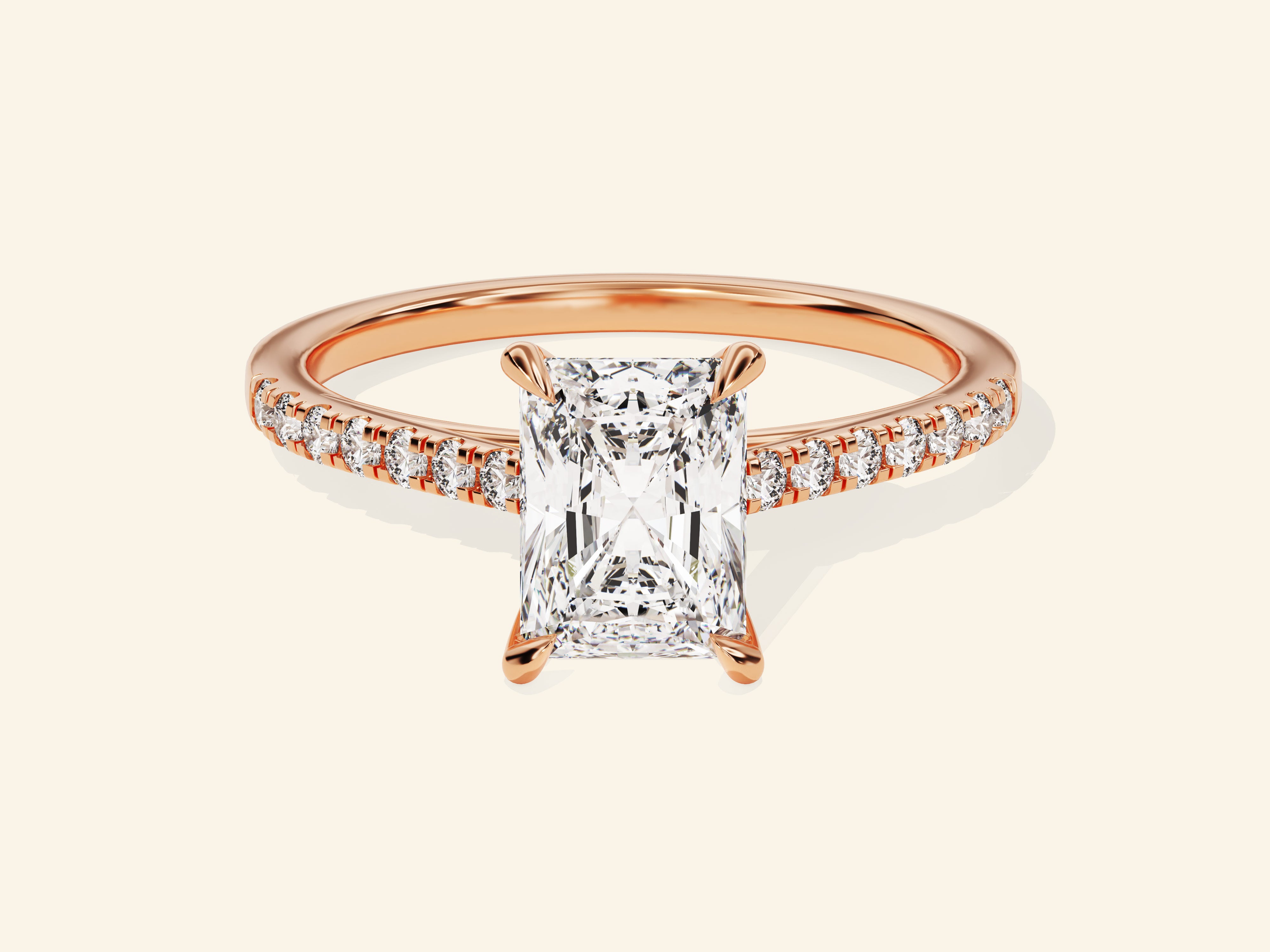 Radiant Cut Engagement Ring with Pave Set Side Stones