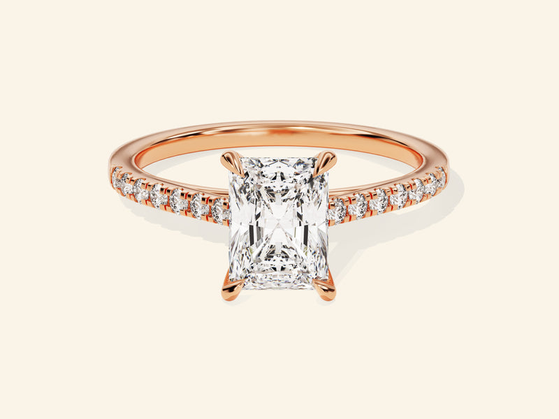 Radiant Cut Engagement Ring with Pave Set Side Stones