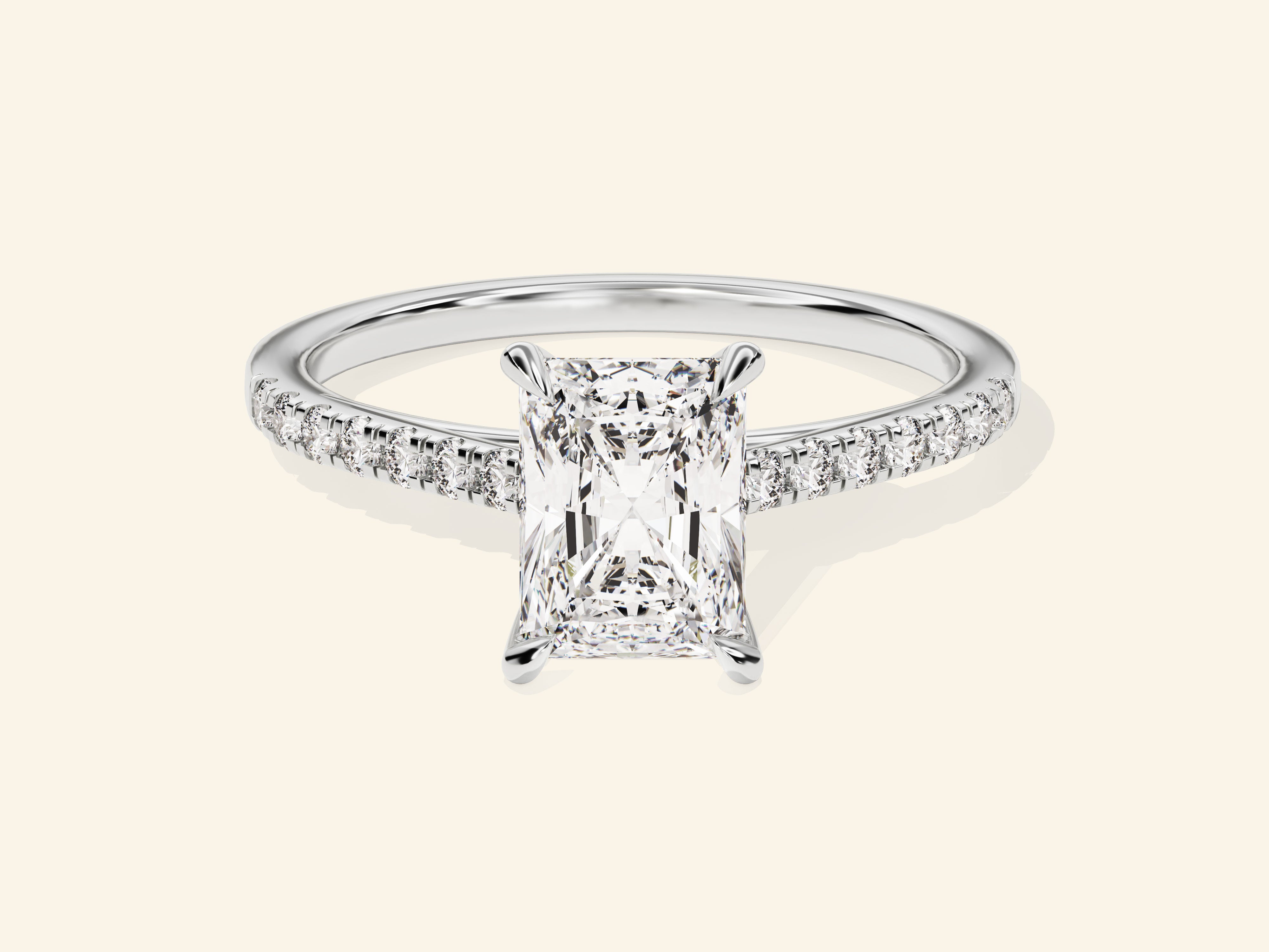 Radiant Cut Engagement Ring with Pave Set Side Stones