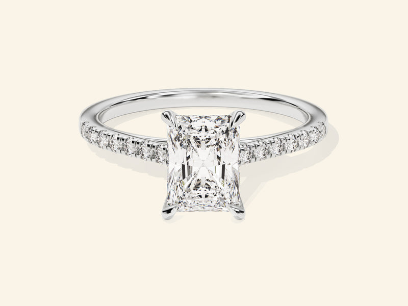 Radiant Cut Engagement Ring with Pave Set Side Stones