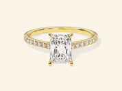 Radiant Cut Engagement Ring with Pave Set Side Stones