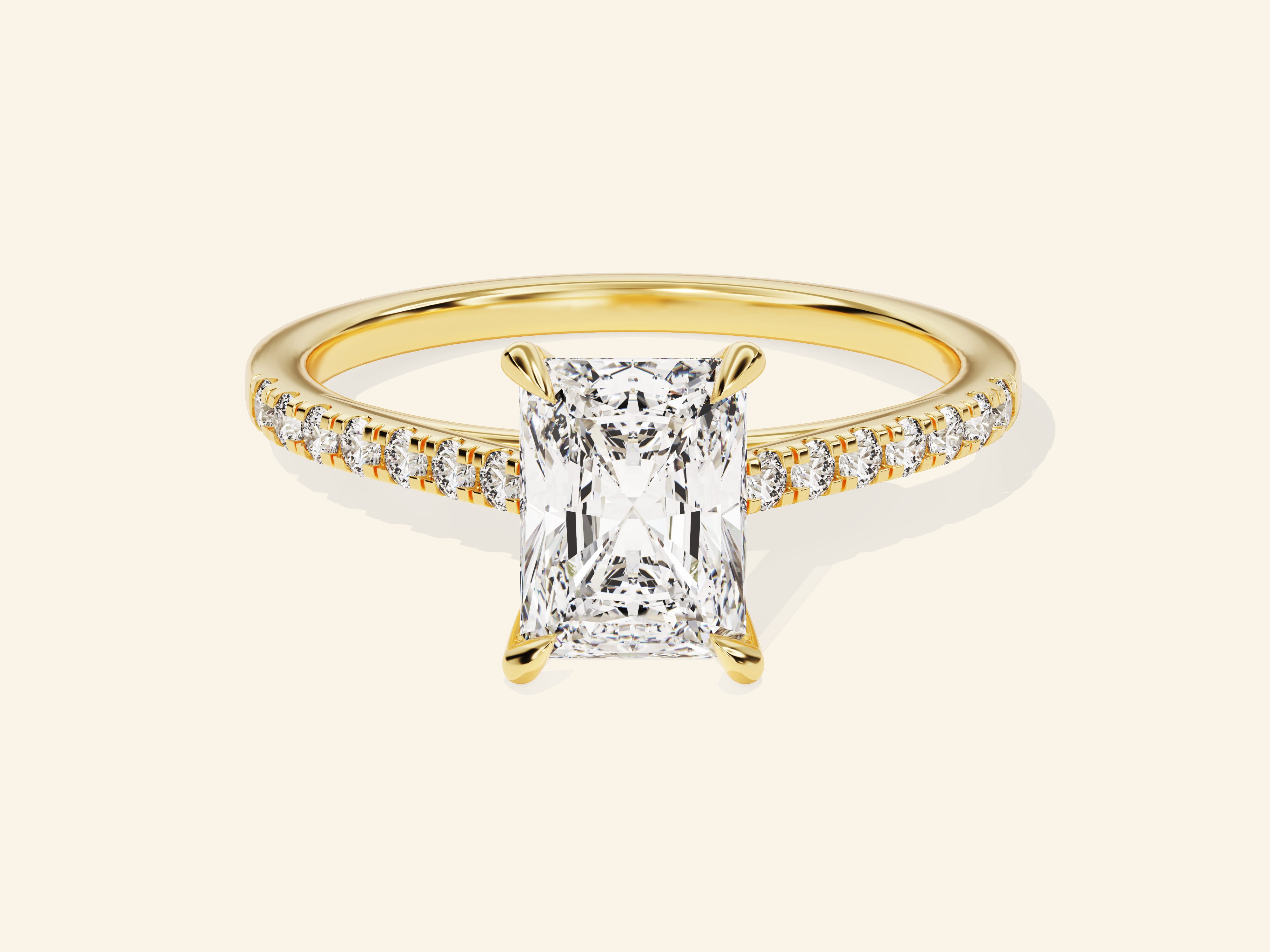 Radiant Cut Engagement Ring with Pave Set Side Stones