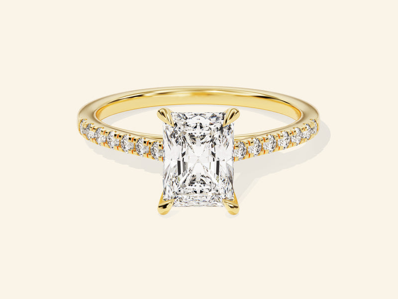 Radiant Cut Engagement Ring with Pave Set Side Stones