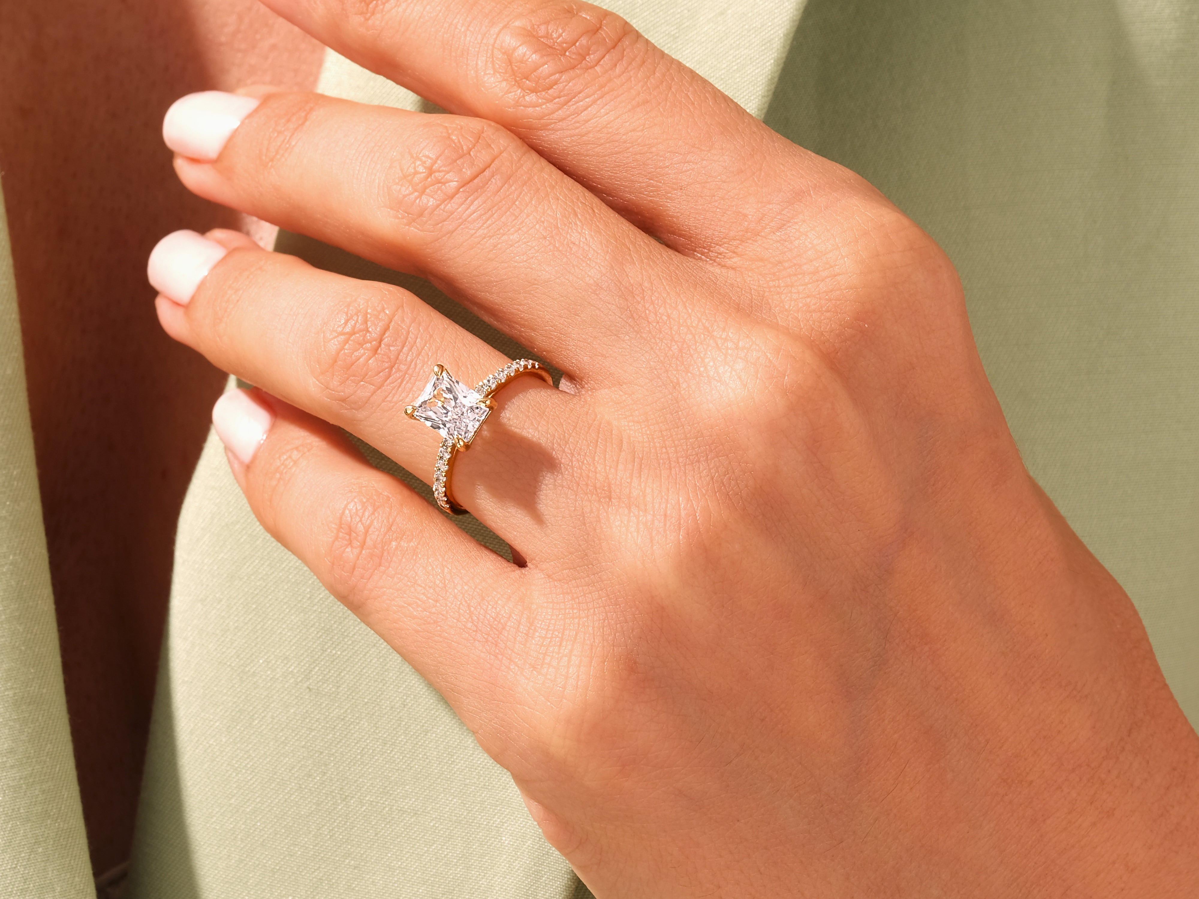 Radiant Cut Engagement Ring with Pave Set Side Stones