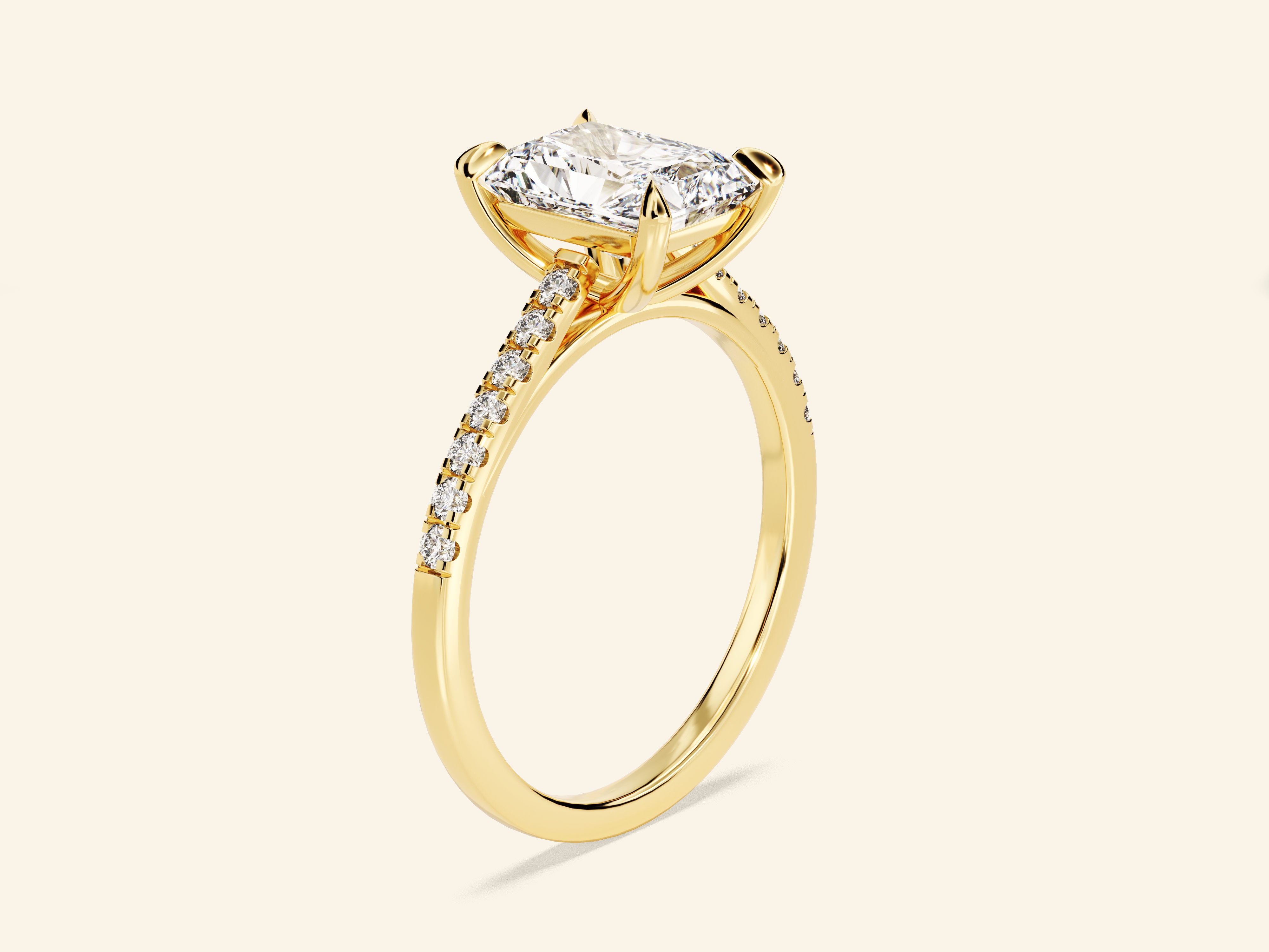 Radiant Cut Engagement Ring with Pave Set Side Stones
