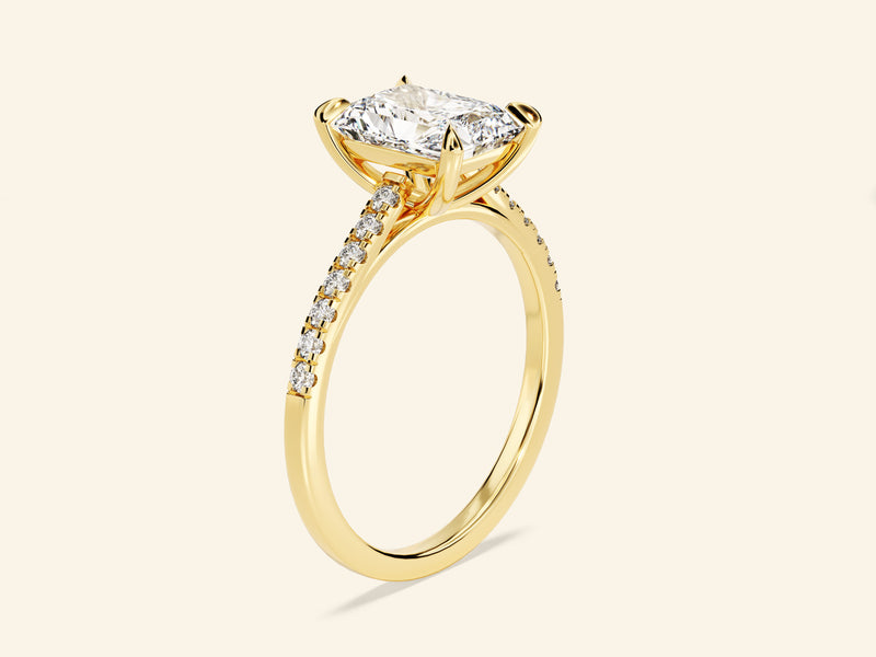 Radiant Cut Engagement Ring with Pave Set Side Stones