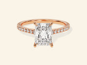 Radiant Cut Engagement Ring with Pave Set Side Stones
