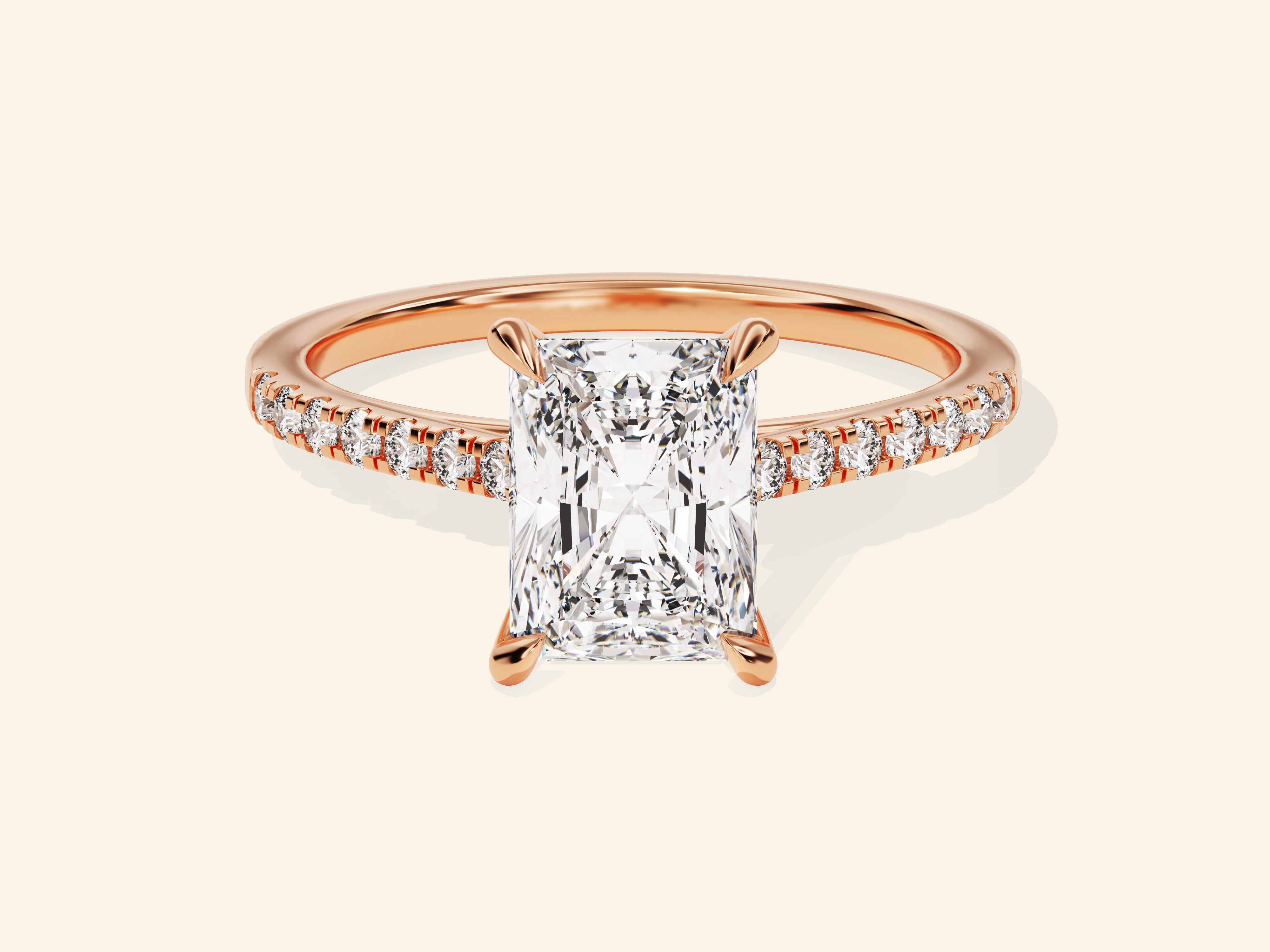 Radiant Cut Engagement Ring with Pave Set Side Stones